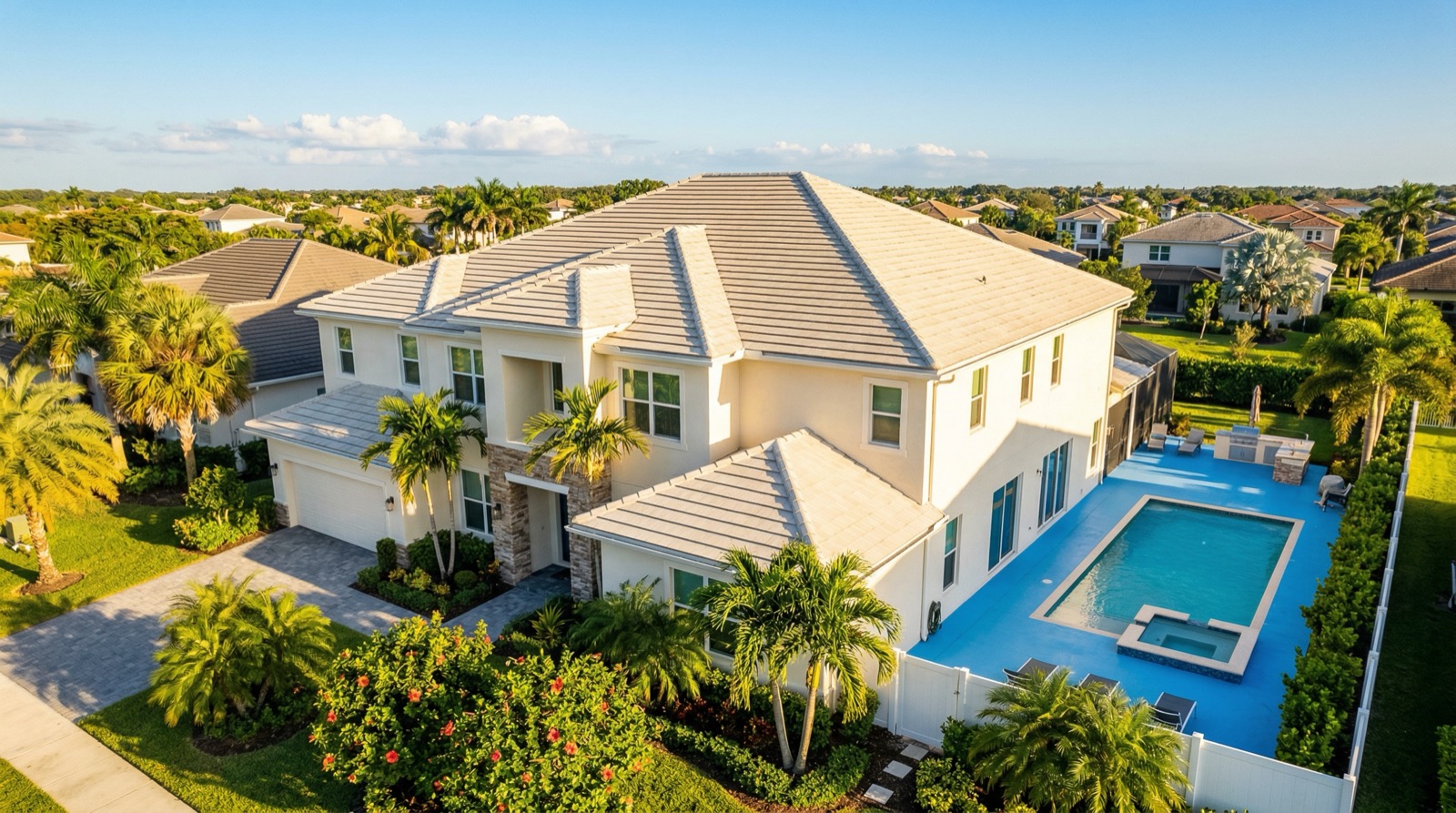 Aerial view of a Florida home roof for solar assessment